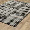 9' X 12' Black Grey And Ivory Geometric Power Loom Stain Resistant Area Rug