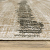 5' X 8' Beige Ivory Charcoal Brown Tan And Grey Abstract Power Loom Stain Resistant Area Rug With Fringe