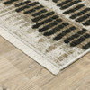 10' X 13' Beige Ivory Charcoal Brown Tan And Grey Abstract Power Loom Stain Resistant Area Rug With Fringe