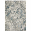 10' X 13' Blue Beige And Teal Abstract Power Loom Stain Resistant Area Rug