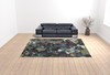 10' X 13' Navy And Green Abstract Power Loom Stain Resistant Area Rug