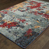 10' X 13' Blue And Red Abstract Power Loom Stain Resistant Area Rug