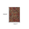 10' X 13' Red Gold Orange Green Ivory Rust And Blue Floral Power Loom Stain Resistant Area Rug