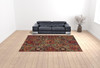 10' X 13' Red Gold Orange Green Ivory Rust And Blue Floral Power Loom Stain Resistant Area Rug