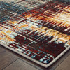 10' X 13' Blue Gold Red And Grey Abstract Power Loom Stain Resistant Area Rug