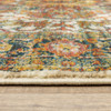 10' X 13' Red Gold Orange Green Ivory Rust And Blue Oriental Power Loom Stain Resistant Area Rug