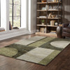 5' X 7' Gold Green Charcoal Teal Blue Purple Grey And Beige Geometric Power Loom Stain Resistant Area Rug