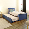 Blue Solid Wood Twin Bed With Pull Out Trundle