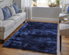 8' X 10' Blue And Black Shag Tufted Handmade Area Rug