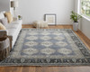 10' X 13' Blue Gray And Taupe Wool Floral Hand Knotted Stain Resistant Area Rug