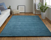 10' X 13' Blue And Green Wool Hand Woven Stain Resistant Area Rug