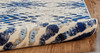 8' Ivory Blue And Gray Abstract Distressed Stain Resistant Runner Rug