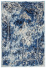 5' X 8' Blue Ivory And Gray Floral Distressed Stain Resistant Area Rug