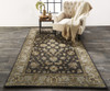 8' X 11' Blue Gray And Taupe Wool Floral Tufted Handmade Stain Resistant Area Rug