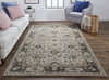 10' X 13' Gray Ivory And Taupe Wool Floral Tufted Handmade Stain Resistant Area Rug