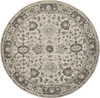 8' Gray Ivory And Taupe Round Wool Floral Tufted Handmade Stain Resistant Area Rug