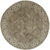 8' Green Brown And Taupe Round Wool Paisley Tufted Handmade Stain Resistant Area Rug