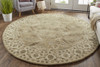 8' Green Brown And Taupe Round Wool Paisley Tufted Handmade Stain Resistant Area Rug