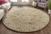 10' Green Brown And Taupe Round Wool Paisley Tufted Handmade Stain Resistant Area Rug