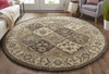 8' Blue Gray And Taupe Round Wool Paisley Tufted Handmade Stain Resistant Area Rug