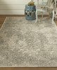 8' X 11' Ivory Gray And Black Abstract Stain Resistant Area Rug