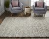 5' X 8' Ivory Gray And Tan Wool Hand Woven Stain Resistant Area Rug