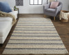 8' X 11' Ivory Tan And Gray Wool Hand Woven Stain Resistant Area Rug