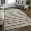 8' X 11' Ivory Tan And Gray Wool Hand Woven Stain Resistant Area Rug