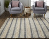 8' X 11' Ivory Tan And Gray Wool Hand Woven Stain Resistant Area Rug