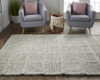 5' X 8' Ivory Gray And Black Wool Plaid Hand Woven Stain Resistant Area Rug
