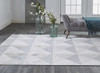 7' X 10' Beige Gray And Ivory Geometric Stain Resistant Area Rug