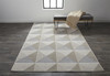 10' X 13' Beige Gray And Ivory Geometric Stain Resistant Area Rug