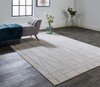 8' X 11' White Silver And Gray Geometric Stain Resistant Area Rug