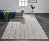 8' X 11' White Silver And Gray Geometric Stain Resistant Area Rug