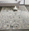9' X 12' Gray Taupe And Silver Abstract Area Rug