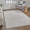8' X 10' Silver Gray And White Abstract Area Rug