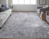 8' X 11' Silver Gray And White Abstract Stain Resistant Area Rug