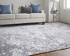 8' X 11' Silver Gray And White Abstract Stain Resistant Area Rug