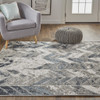 7' X 10' Black Gray And Silver Geometric Stain Resistant Area Rug