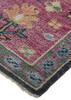 5' X 8' Pink Blue And Orange Wool Floral Hand Knotted Distressed Stain Resistant Area Rug With Fringe