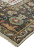 4' X 6' Brown Yellow And Green Wool Floral Hand Knotted Distressed Stain Resistant Area Rug With Fringe