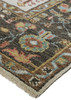 5' X 8' Brown Yellow And Green Wool Floral Hand Knotted Distressed Stain Resistant Area Rug With Fringe