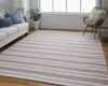 10' X 14' Red And Ivory Striped Dhurrie Hand Woven Stain Resistant Area Rug