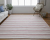 10' X 14' Red And Ivory Striped Dhurrie Hand Woven Stain Resistant Area Rug