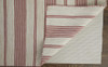 10' X 14' Red And Ivory Striped Dhurrie Hand Woven Stain Resistant Area Rug