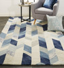 10' X 13' Blue Ivory And Gray Wool Geometric Tufted Handmade Area Rug