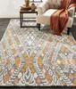 8' X 11' Gray Ivory And Orange Wool Geometric Tufted Handmade Area Rug