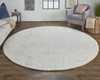 8' Ivory Blue And Tan Round Abstract Hand Woven Area Rug