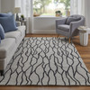 4' X 6' Taupe Black And Gray Wool Abstract Tufted Handmade Stain Resistant Area Rug