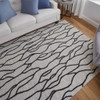 8' X 11' Taupe Black And Gray Wool Abstract Tufted Handmade Stain Resistant Area Rug